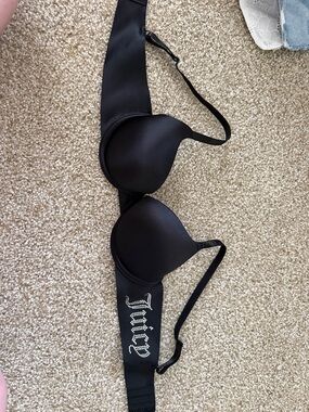 Juicy Couture Black Padded Rhinestone Logo Bra